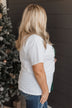"Merry Christmas" Stacked Graphic Top- White