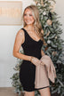 Moonlit Dances V-Neck Sleeveless Dress- Black