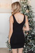 Moonlit Dances V-Neck Sleeveless Dress- Black