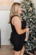 Moonlit Dances V-Neck Sleeveless Dress- Black