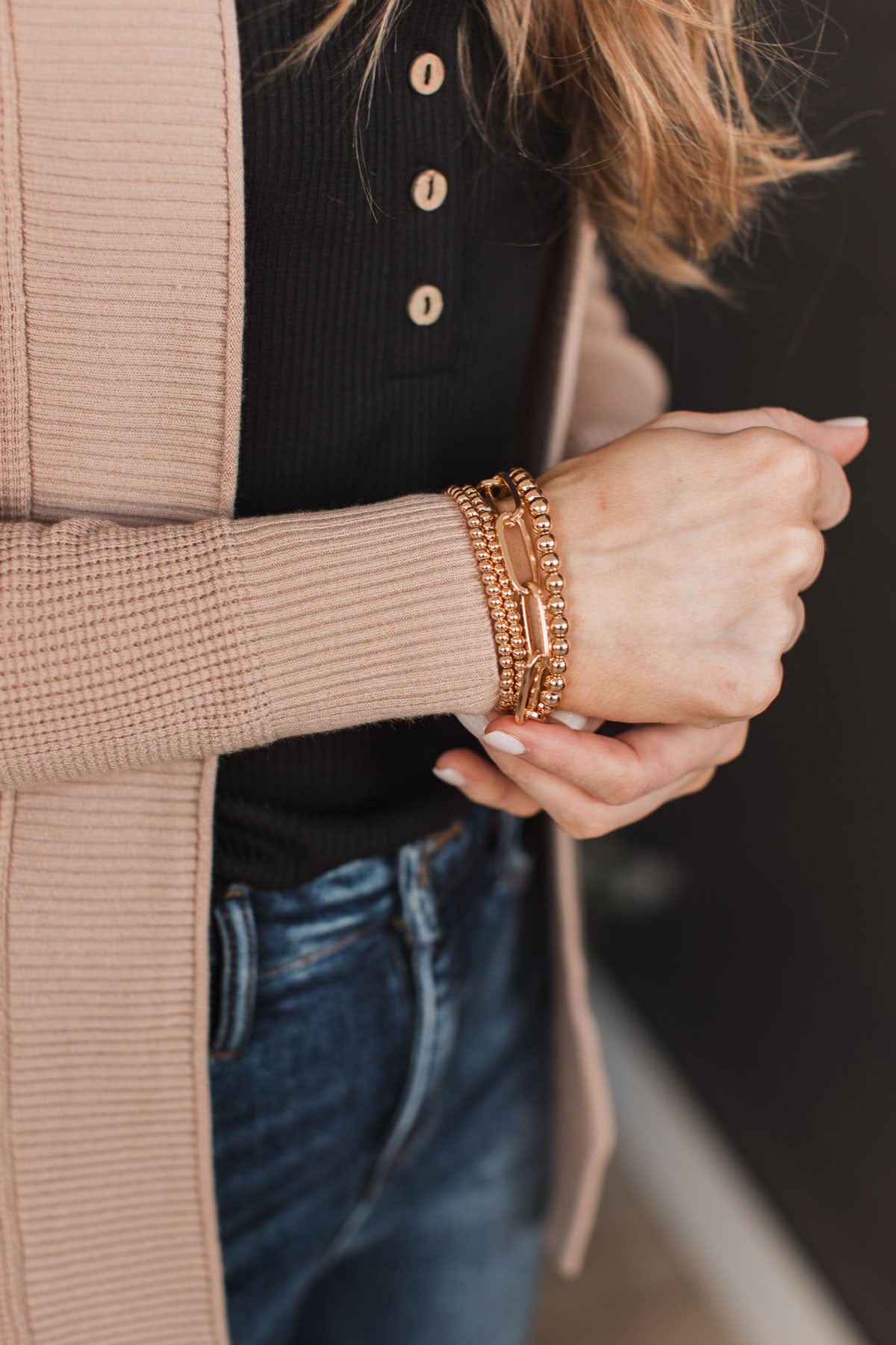 Just A Kiss Stackable Bracelet Set- Gold