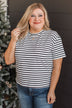 Crossing Lines Striped Knit Top- Black & White