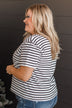 Crossing Lines Striped Knit Top- Black & White