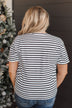Crossing Lines Striped Knit Top- Black & White