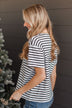 Crossing Lines Striped Knit Top- Black & White