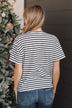 Crossing Lines Striped Knit Top- Black & White
