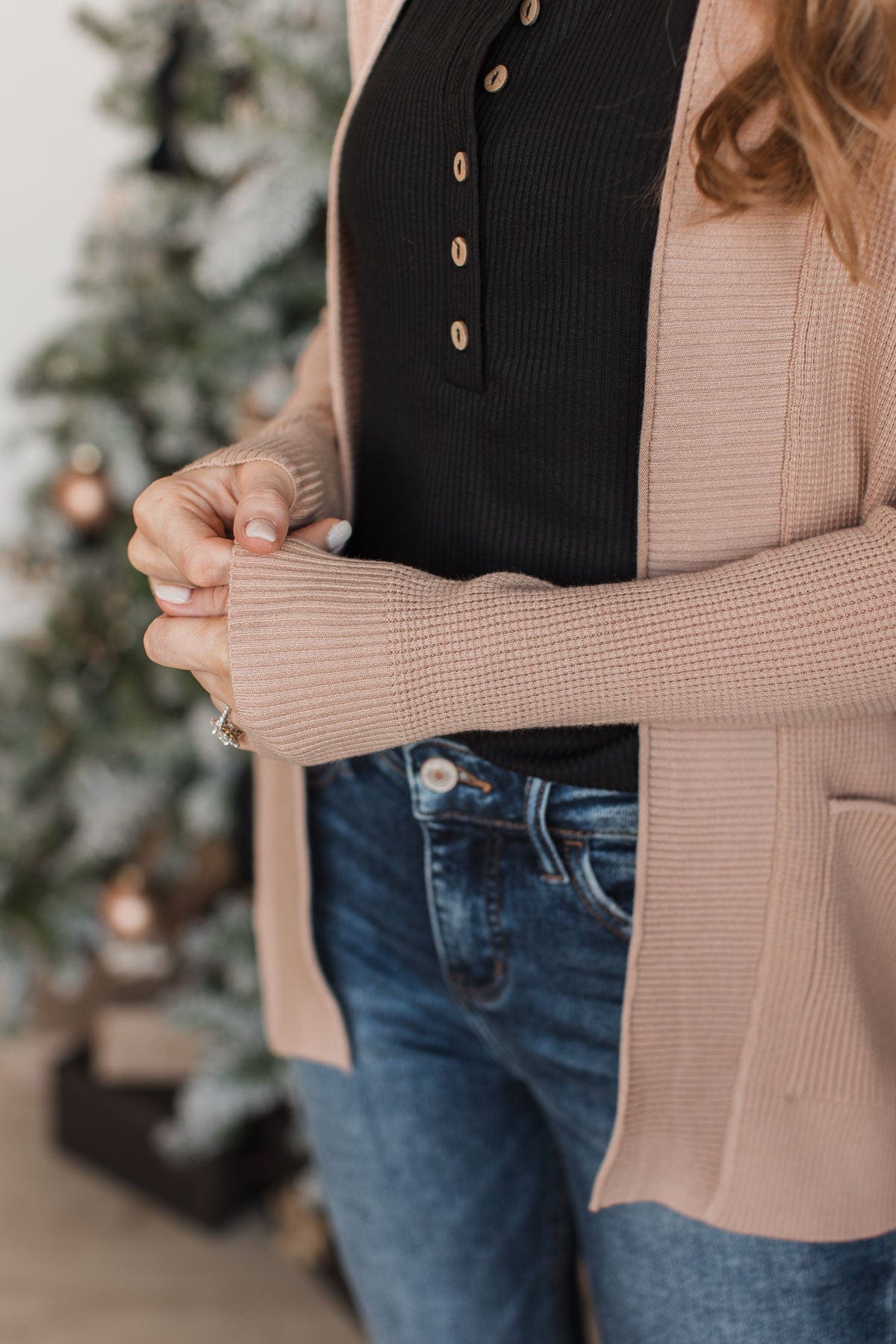 Walking On Clouds Knit Cardigan- Taupe