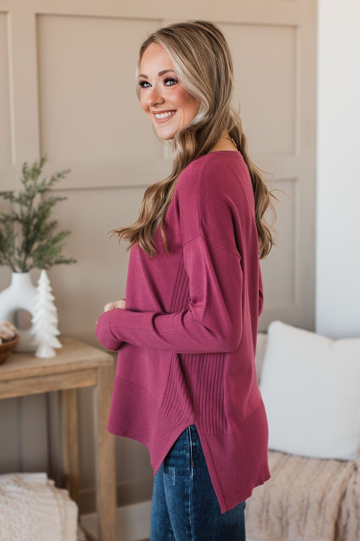 Ready For Anything Knit Sweater- Berry