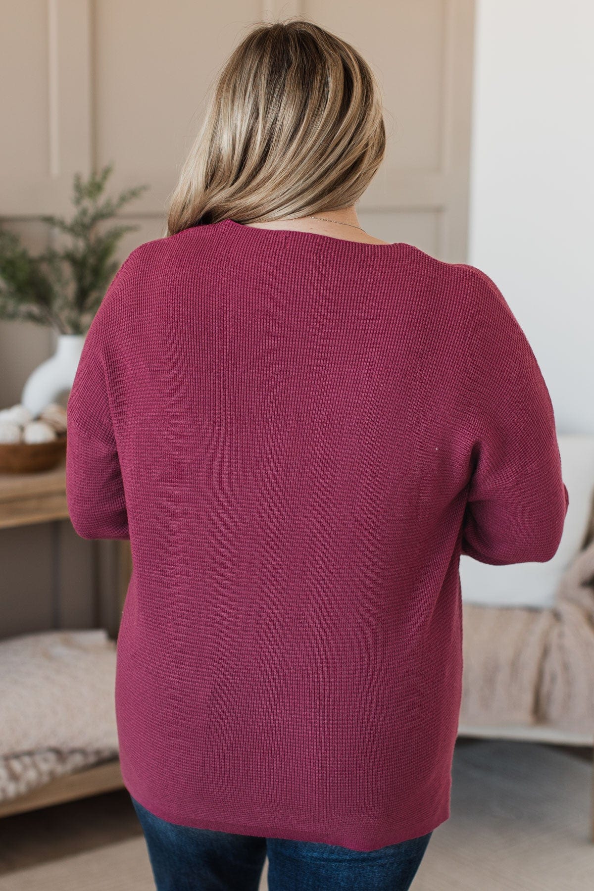 Here Together V-Neck Sweater- Berry