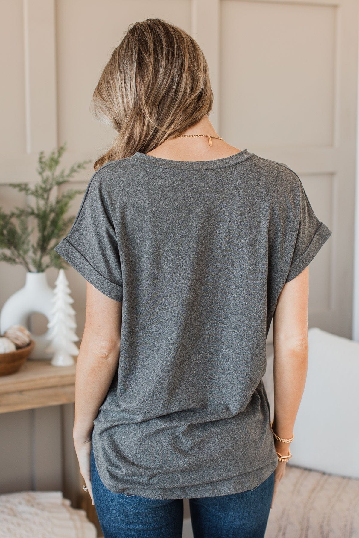 All The Best Short Sleeve Top- Charcoal