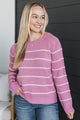 Beyond Grateful Stitch Stripe Sweater- Orchid