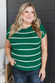 Positive Affirmations Striped Knit Top- Emerald