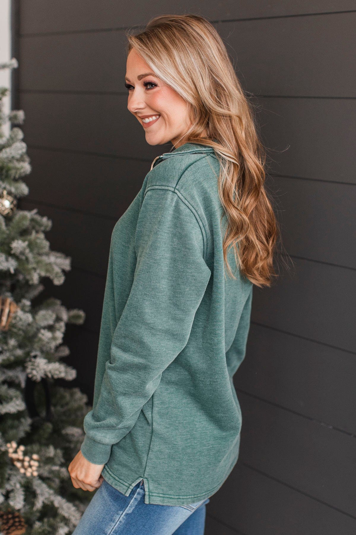 Reason To Celebrate Quarter Zip Pullover- Forest
