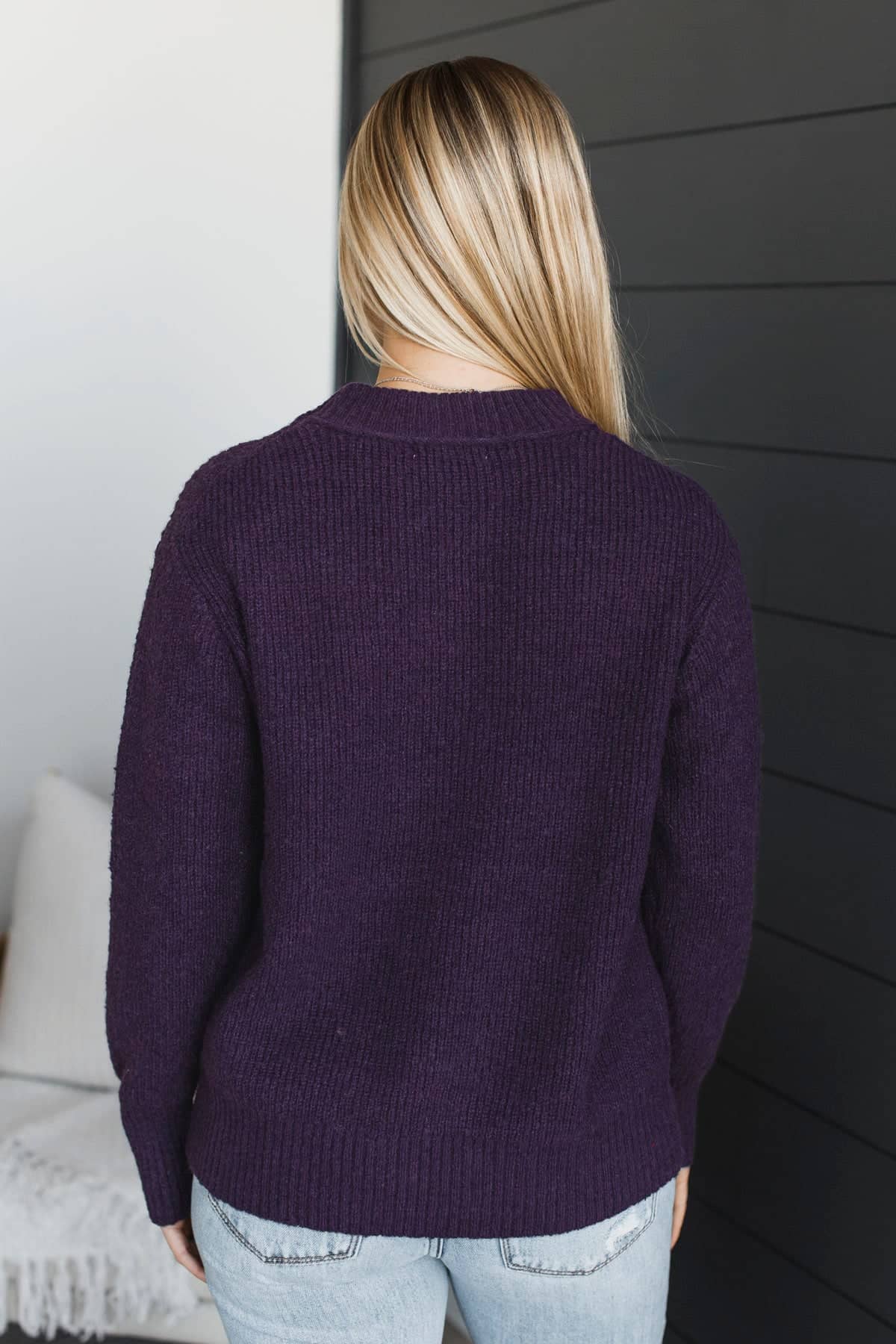 Maybe You're Right Knit Sweater- Dark Purple