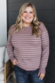 Awe Inspiring Striped Knit Sweater- Dusty Lavender