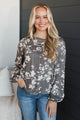 Feeling Amazing Floral Top- Dark Grey