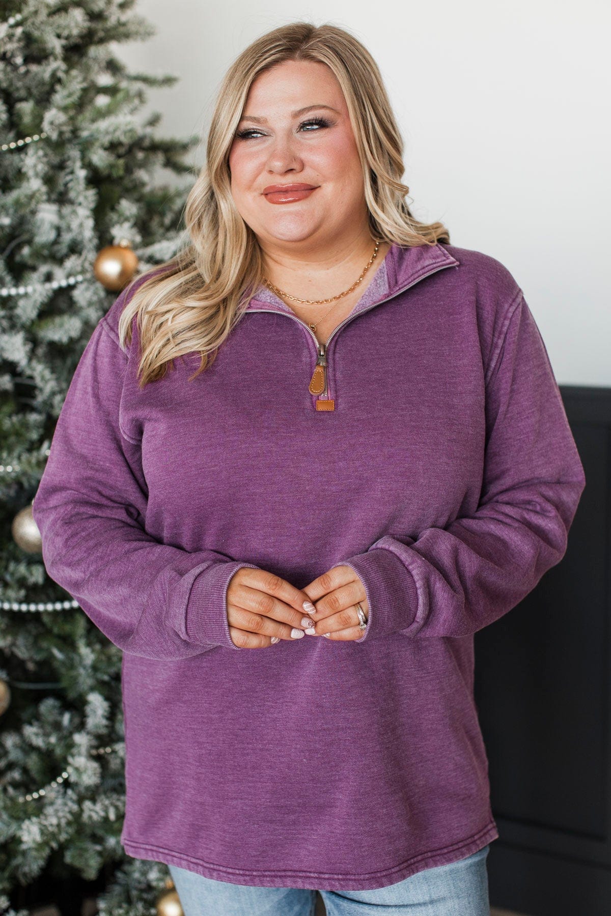 Purple quarter zip pullover sales