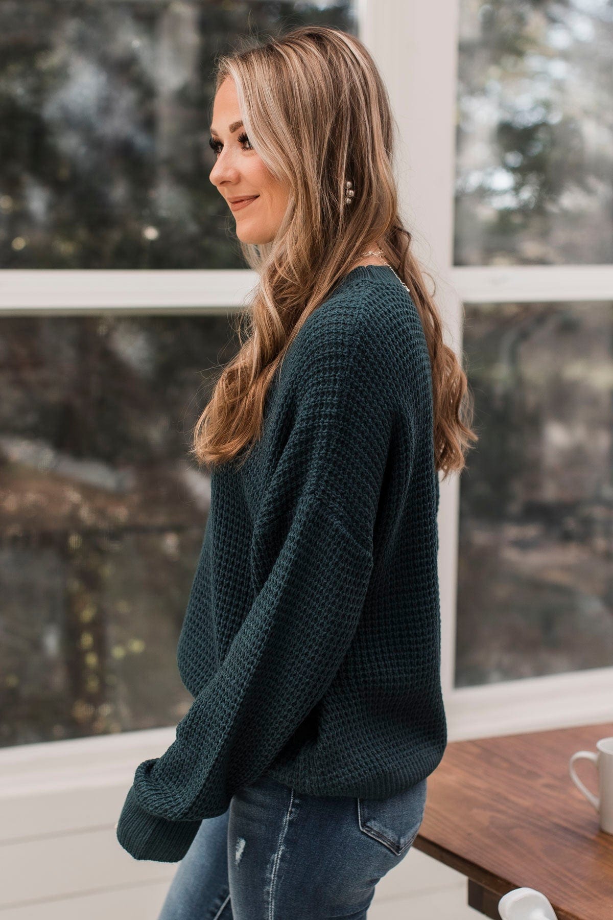 Captivating In Color Knit Sweater- Dark Teal