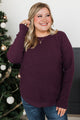 Definitely The Cutest Knit Sweater- Dark Plum