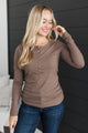 Mixed Feelings Long Sleeve Ribbed Top- Mocha