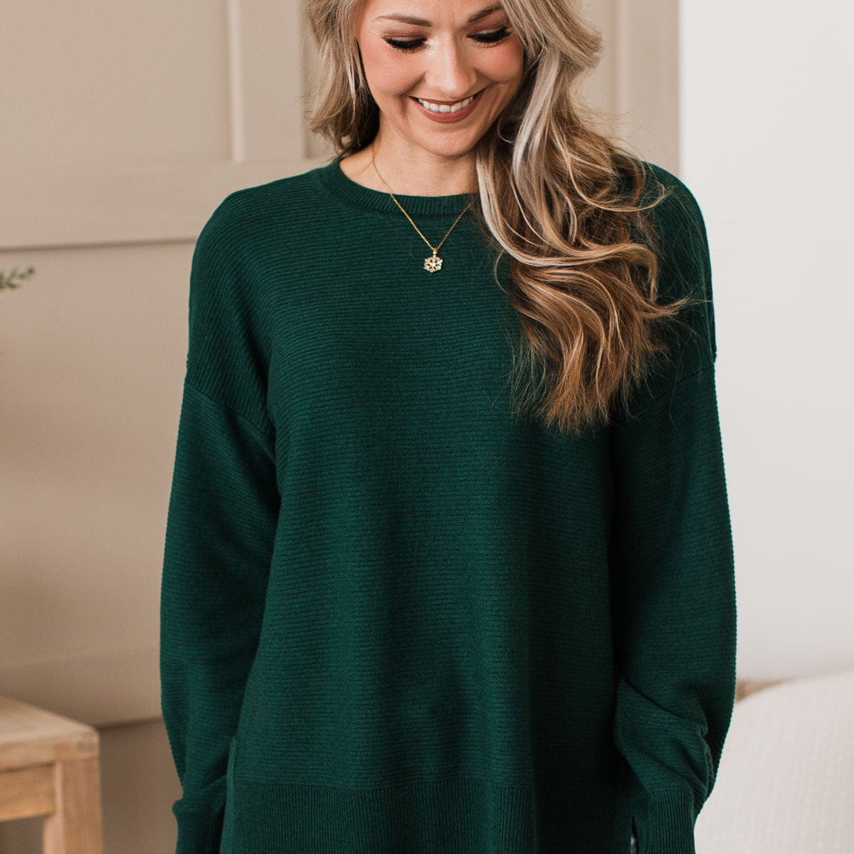 Everyday Dreams Ribbed Sweater- Forest Green – The Pulse Boutique