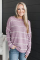 Looking Marvelous Striped Sweater- Dusty Lilac
