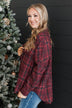 Fit For Adventure Plaid Button Top- Burgundy