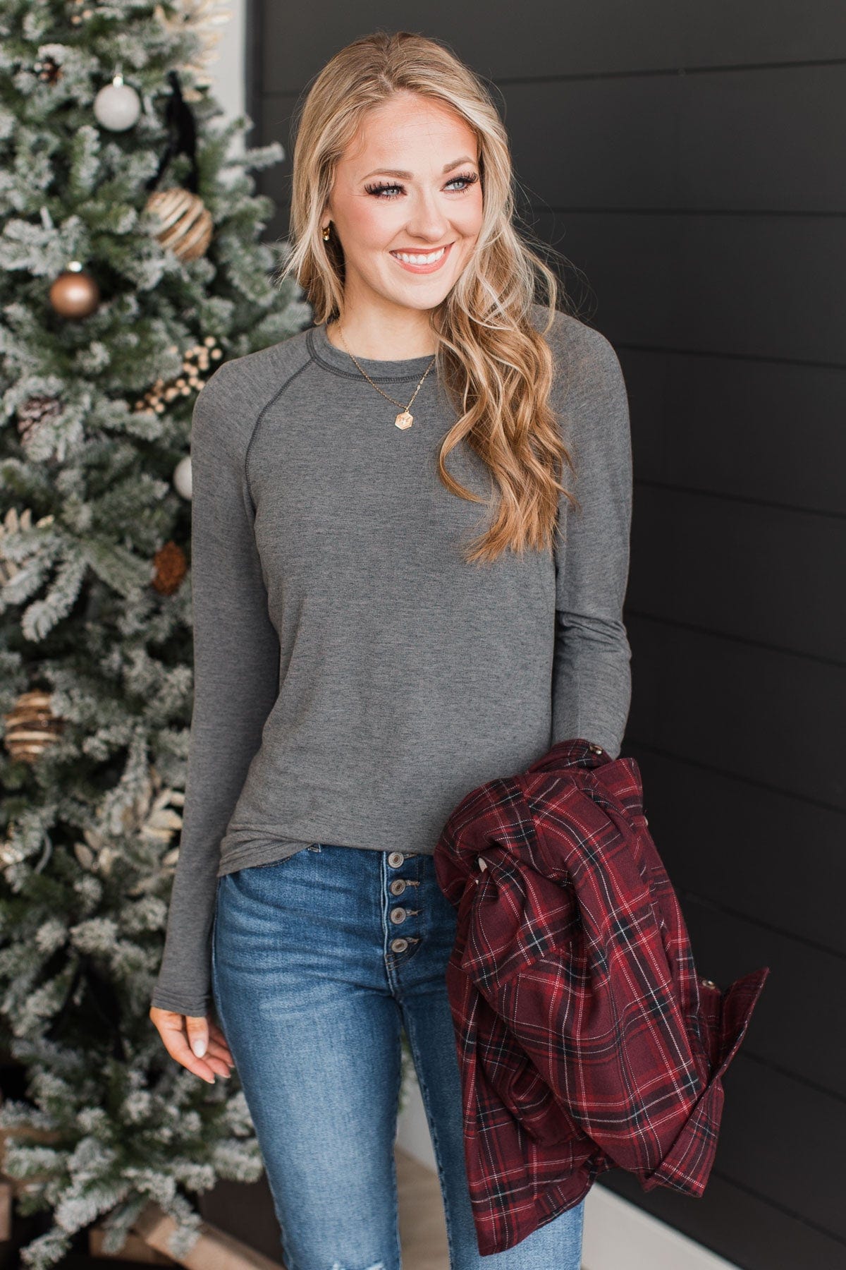 Guaranteed Smiles Knit Top- Grey