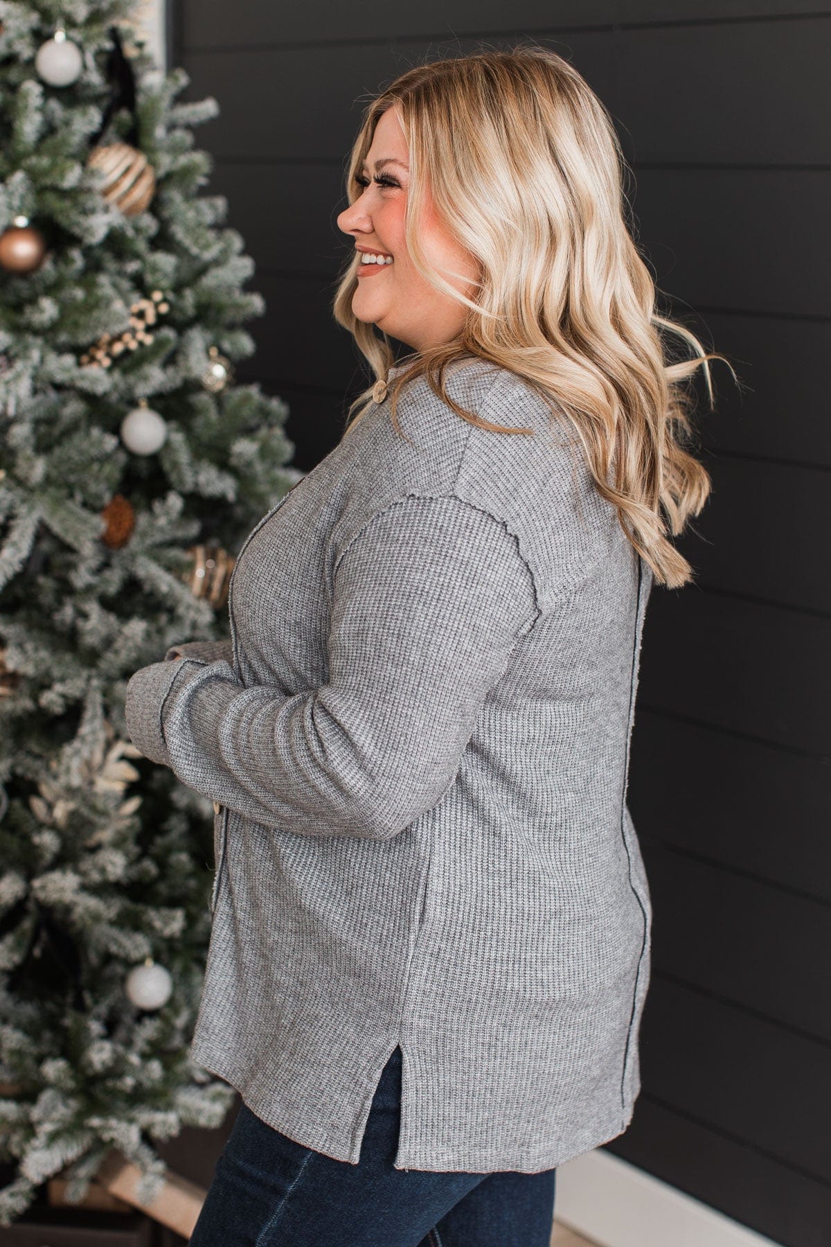 Always My Best Knit Shirt Jacket- Grey
