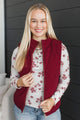 Appreciate Everything Quilted Puffer Vest- Burgundy