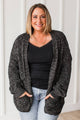 Good Things Ahead Open Front Knit Cardigan- Charcoal