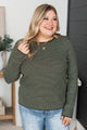 No Worries Striped Knit Sweater- Dark Olive