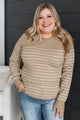 Awe Inspiring Striped Knit Sweater- Taupe