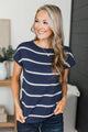 Positive Affirmations Striped Knit Top- Navy