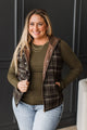 Crisp Autumn Mornings Zip-Up Puffer Vest- Brown & Olive