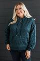 Simple Comforts Quilted Hooded Pullover- Dark Teal
