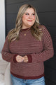 Authentic Moments Striped Sweater- Burgundy