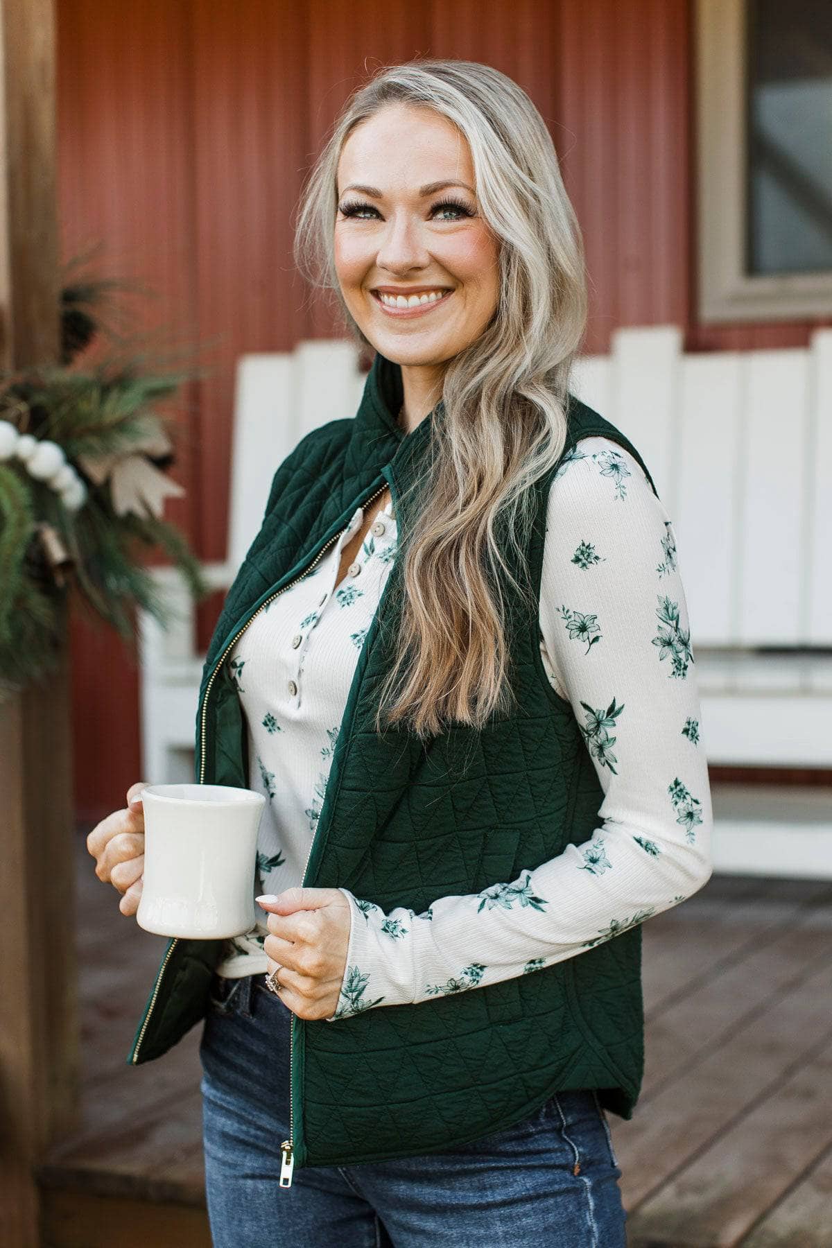 Appreciate Everything Quilted Puffer Vest- Forest Green