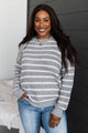 Pinch Me Moments Striped Sweater- Grey & White