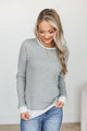 Your Best Interest Ribbed Long Sleeve Top- Heather Grey