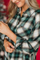 In Abundance Plaid Button Top- Emerald Green