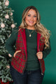 Meet Me Tonight Puffer Vest- Red & Forest