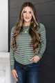 Awe Inspiring Striped Knit Sweater- Dusty Jade