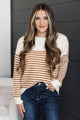 So Exciting Striped Knit Sweater- Ivory & Camel