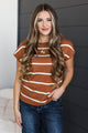 Positive Affirmations Striped Knit Top- Camel