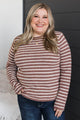 Interested In You Striped Sweater- Dark Rust