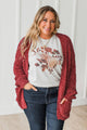 Good Things Ahead Open Front Knit Cardigan- Terracotta Red