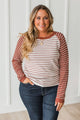 Quiet Beauty Long Sleeve Striped Top- Ivory & Clay