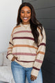Loving Easy Sprinkled Knit Striped Sweater- Oatmeal & Rose
