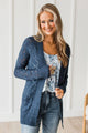 Effortless Perfection Pointelle Cardigan- Navy